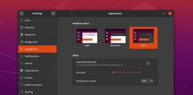 Ubuntu 20.04 LTS modo oscuro