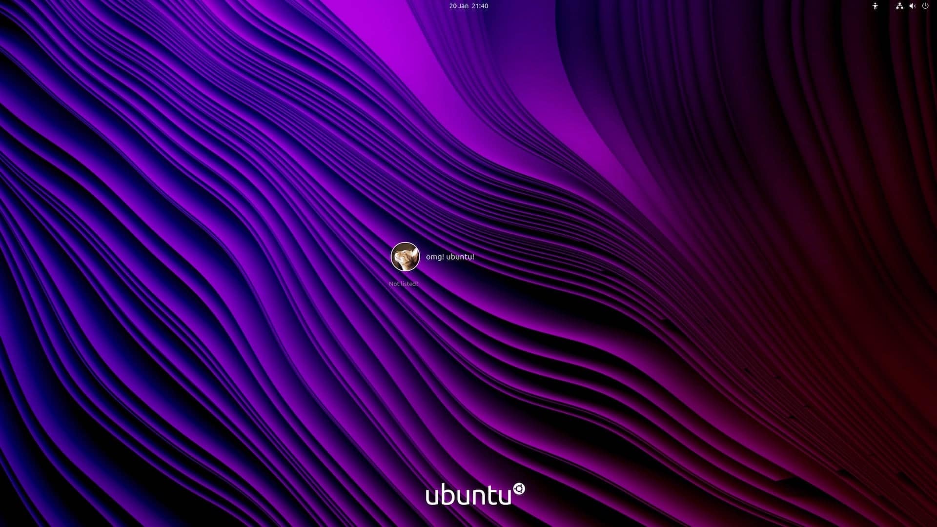 una captura de pantalla de la pantalla de inicio de sesión de ubuntu (GDM) usando una imagen personalizada