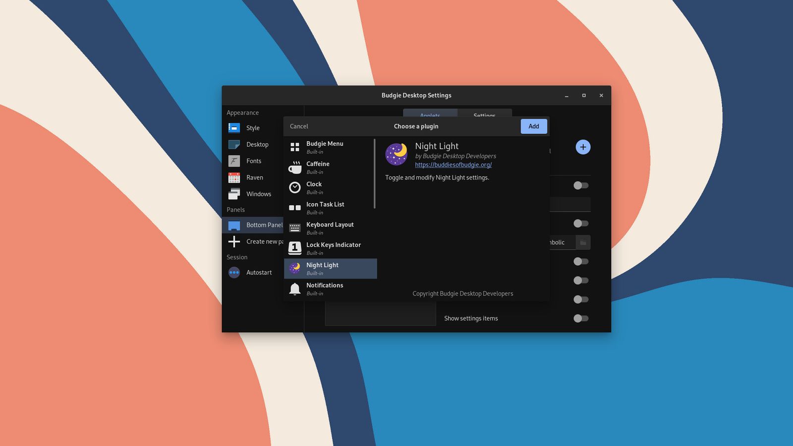 Configuración del escritorio de Budgie 10.7