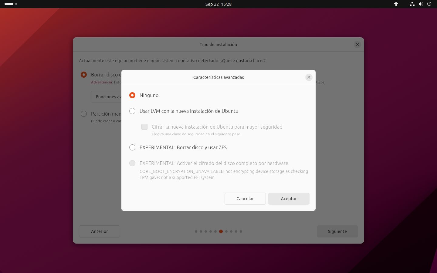 ZFS en el instalador de Ubuntu 23.10