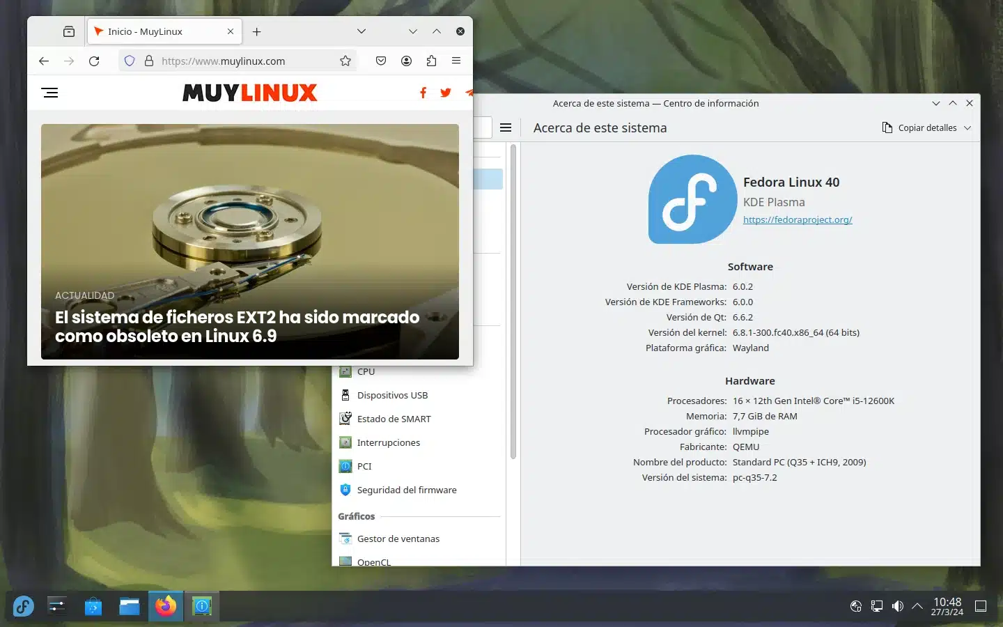 Fedora 40 Beta con KDE Plasma 6
