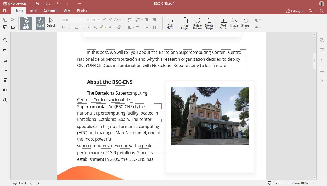 Editor de PDF en ONLYOFFICE Docs 8.1