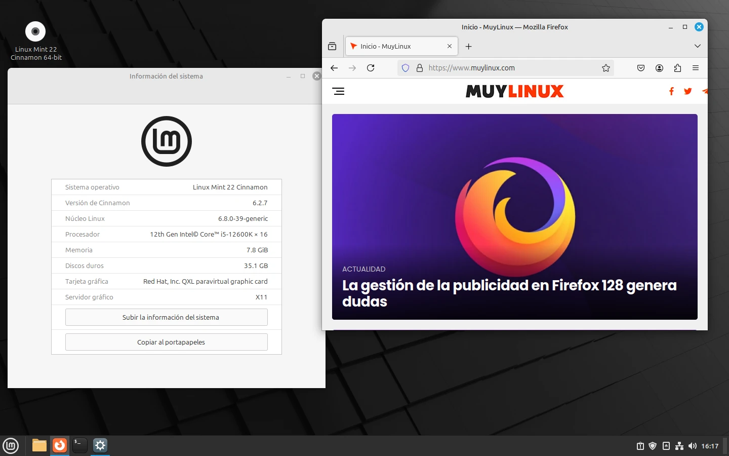 Linux Mint 22 con Cinnamon 6.2