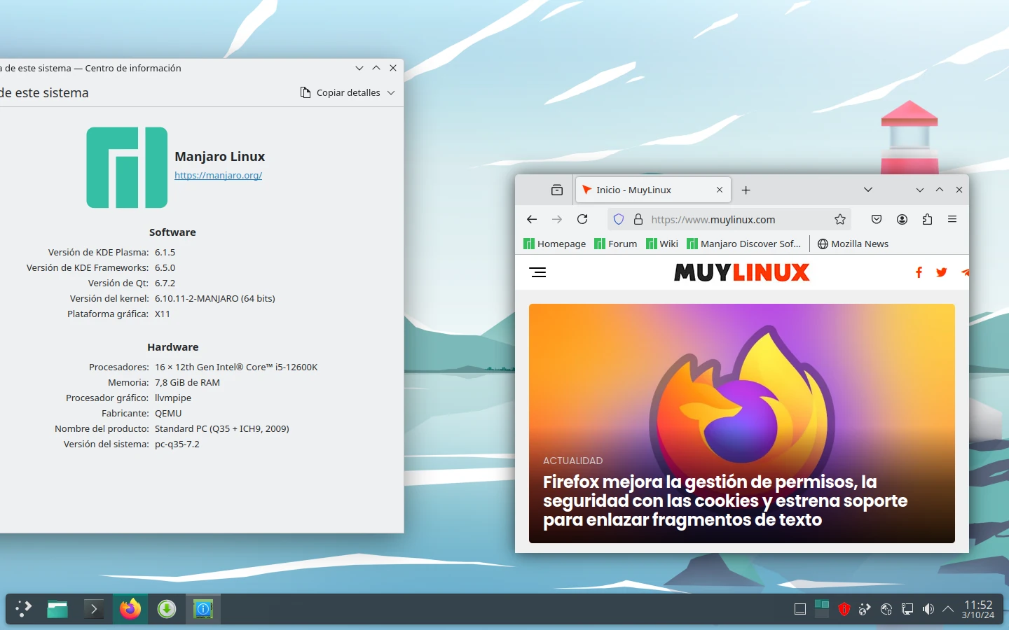 Manjaro 24.1 con KDE Plasma 6.1