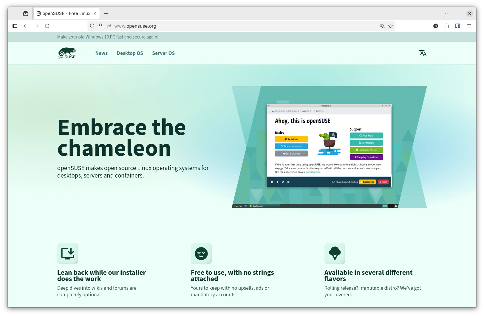Nuevo sitio web de openSUSE con el tema claro