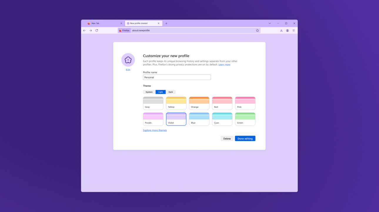 Firefox 144 - Gestión de perfiles avanzada