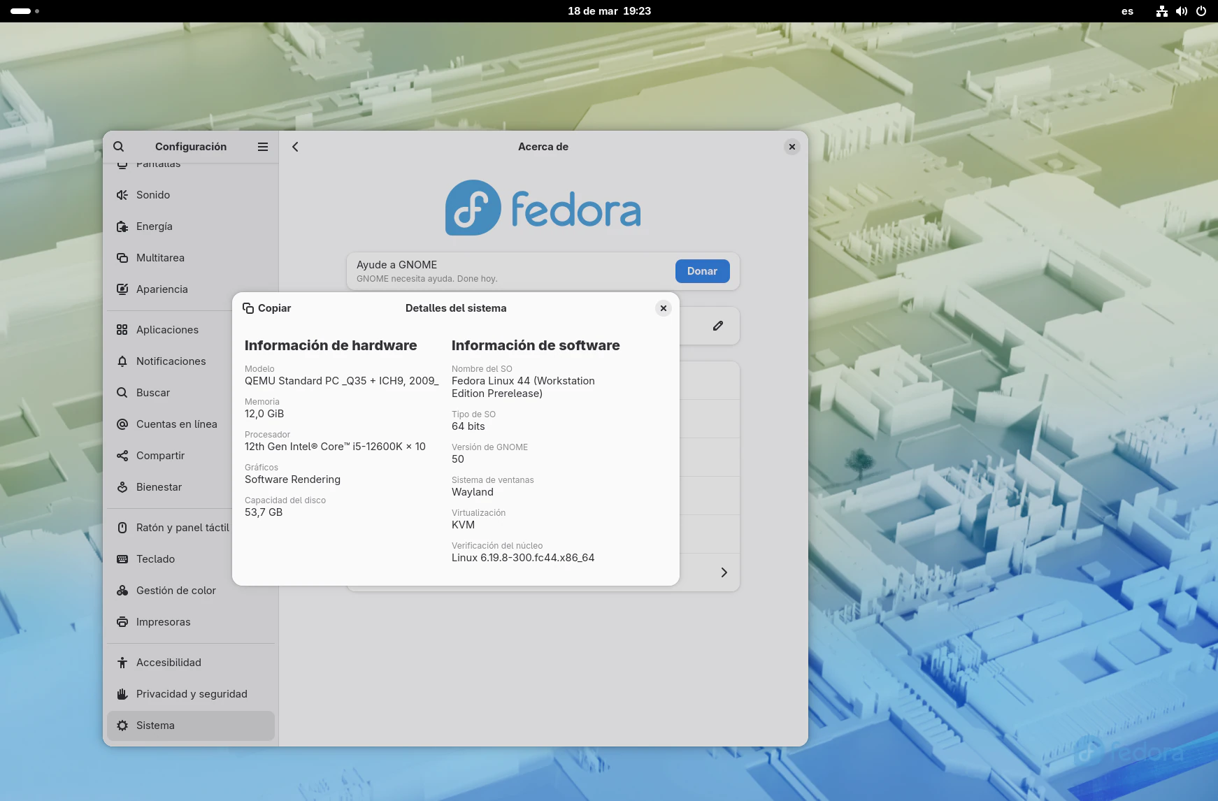 GNOME 50 en Fedora Workstation 44
