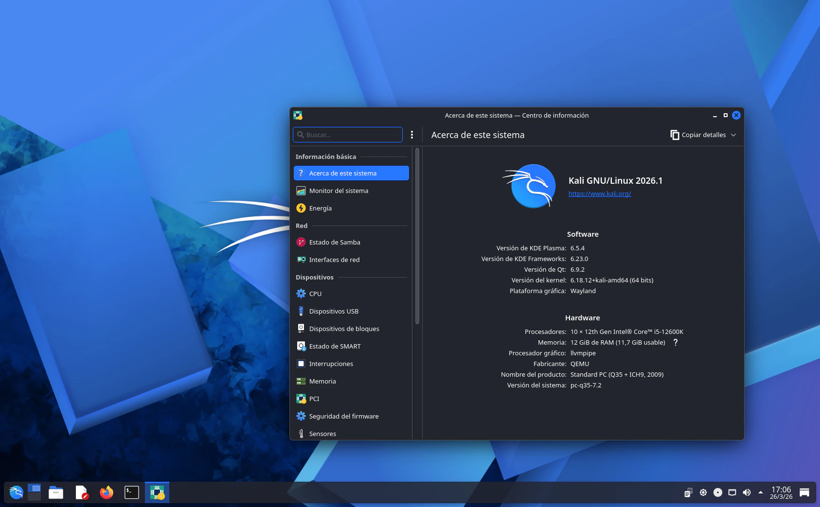 Kali Linux 2026.1 con KDE Plasma
