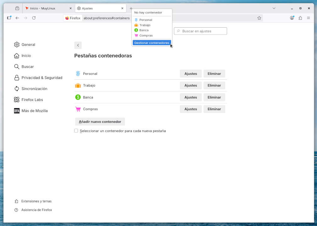 Contenedores de Firefox